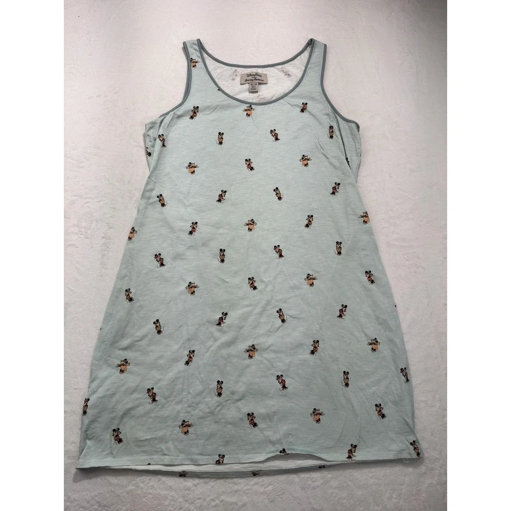 Disney Parks Sleep Shirt Womens XL Green Minnie Mouse Print Jersey Tommy Bahama